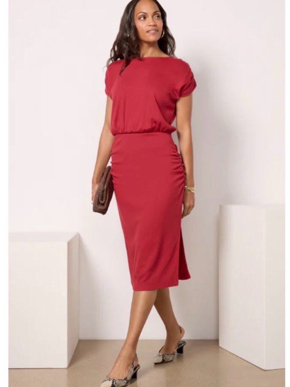 Michael Stars Berry Ribbed Blouson Dress